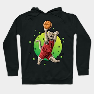 cat playing basketball Hoodie